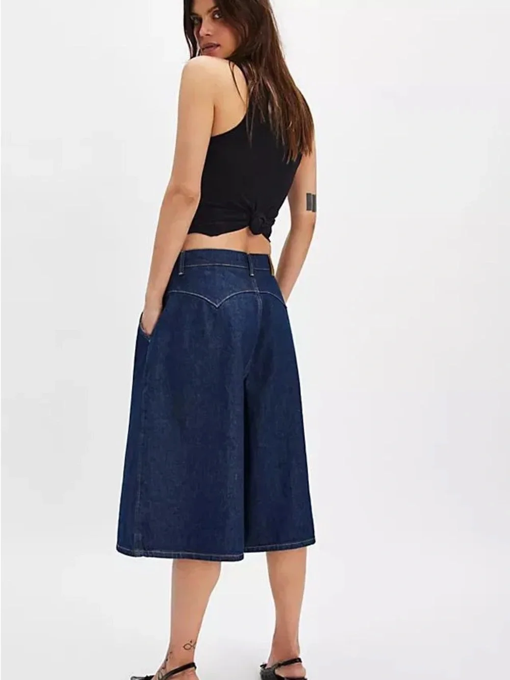We The Free Antonia Crop Dark Denim Shorts CRVY Baggy Jort Style NWT 32